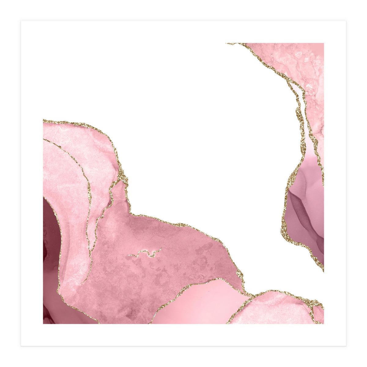 Blush & Gold Agate Texture 07  (Print Only)
