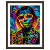 Girl In Glasses Neon Graffiti Art thumbnail