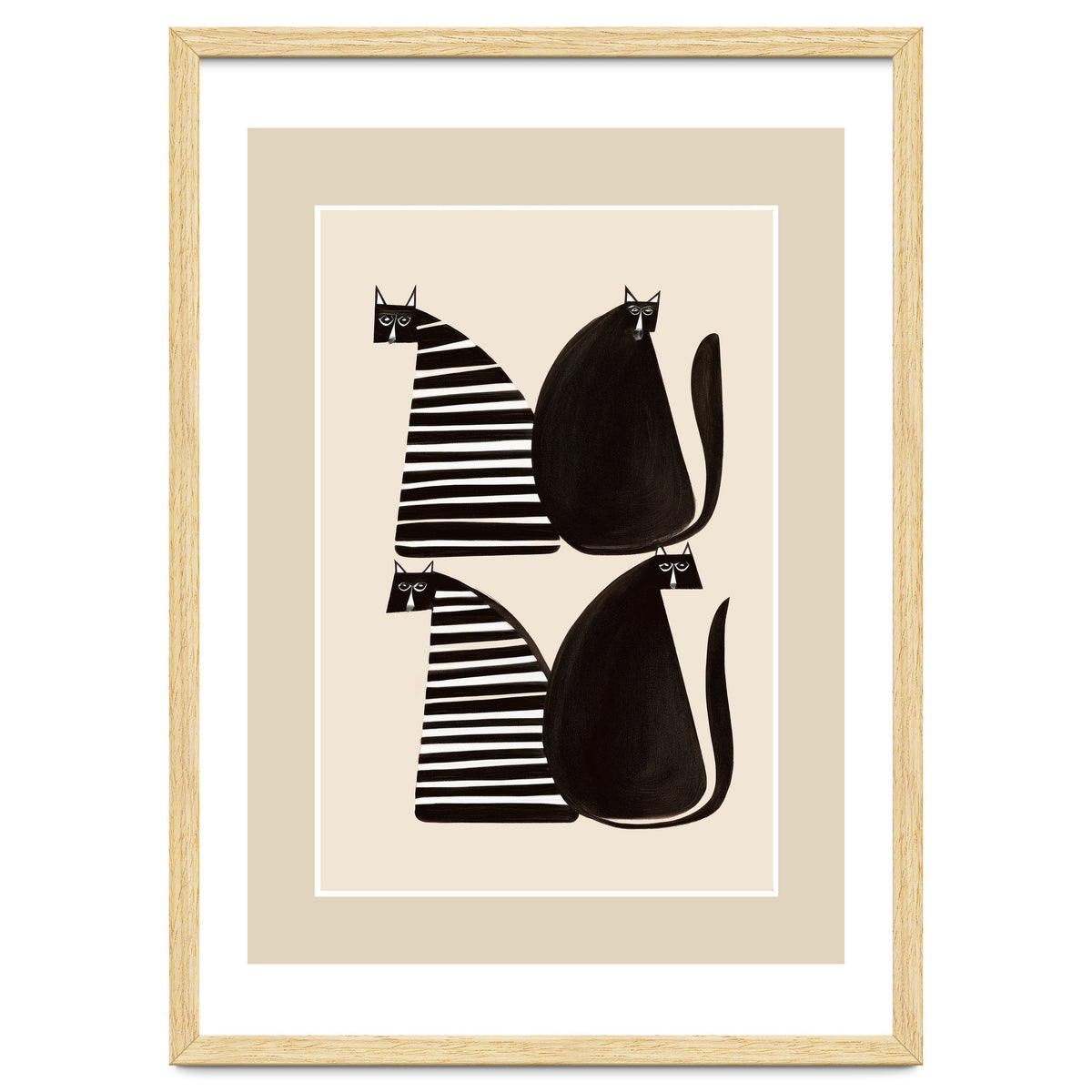 Minimalist Cats In Black And White