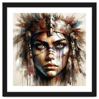 Regal Warrior Woman Watercolor Portrait