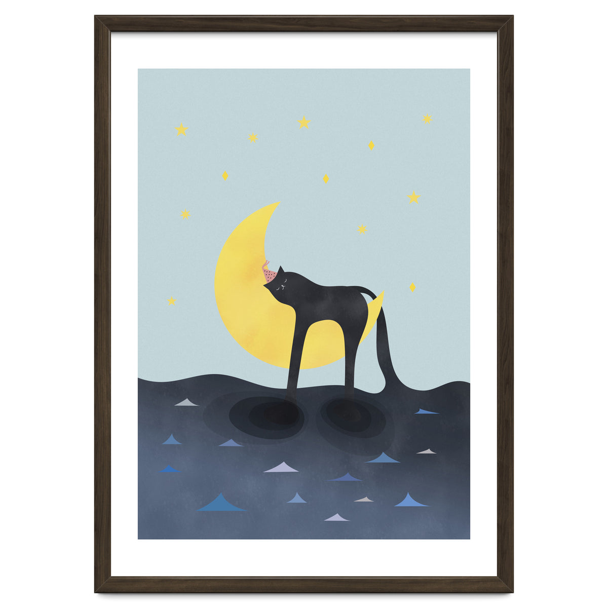 Beauty Sleep - Melting Cat on the crescent moon