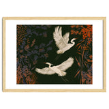 White Herons Flying Asian Art thumbnail