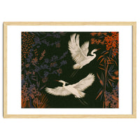 White Herons Flying Asian Art