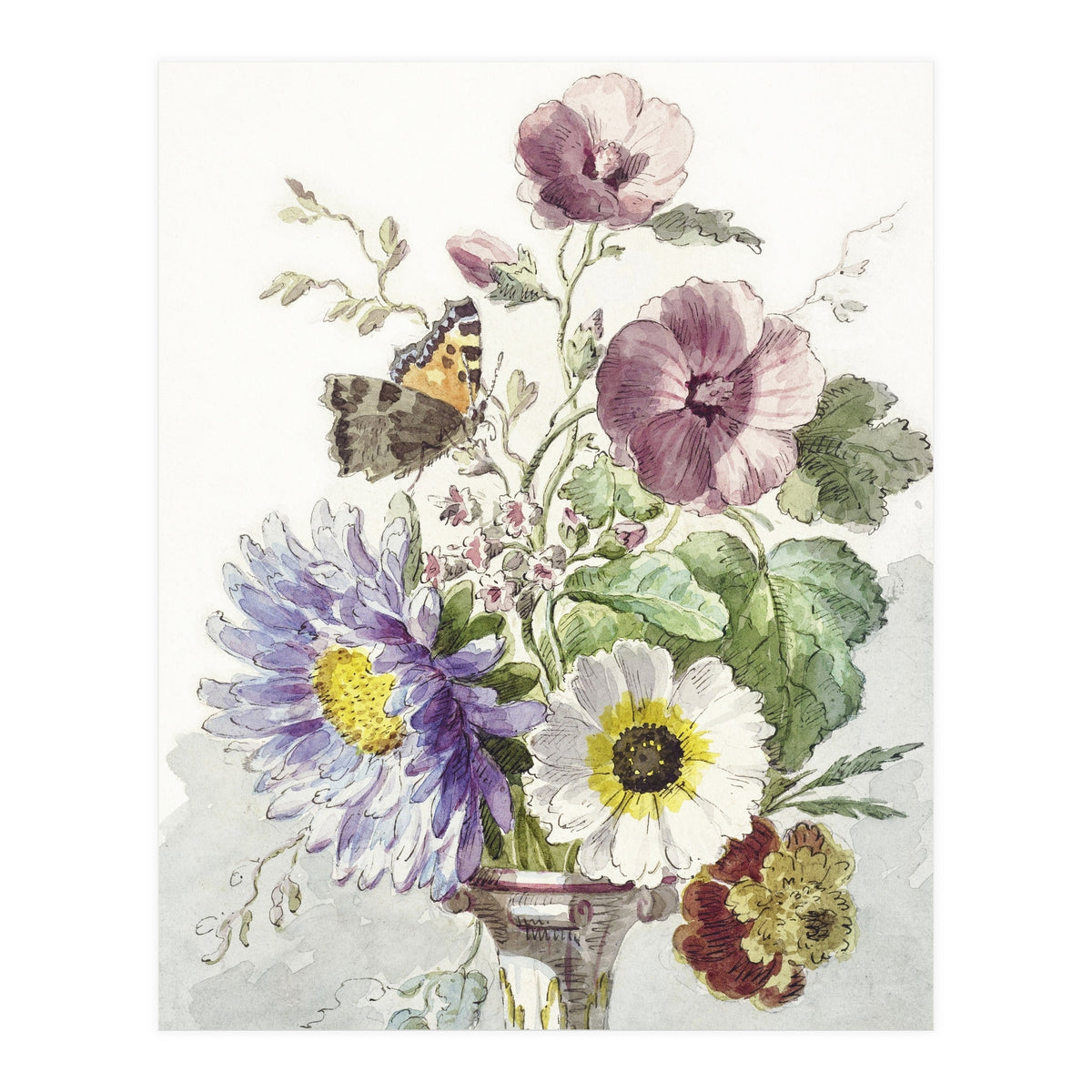 William van Leen – Bouquet of Flowers with a Butterfly (1763–1825) (Print Only)