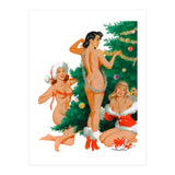 Three Beautiful Women Decorating a Christmas Tree (Print Only) thumbnail