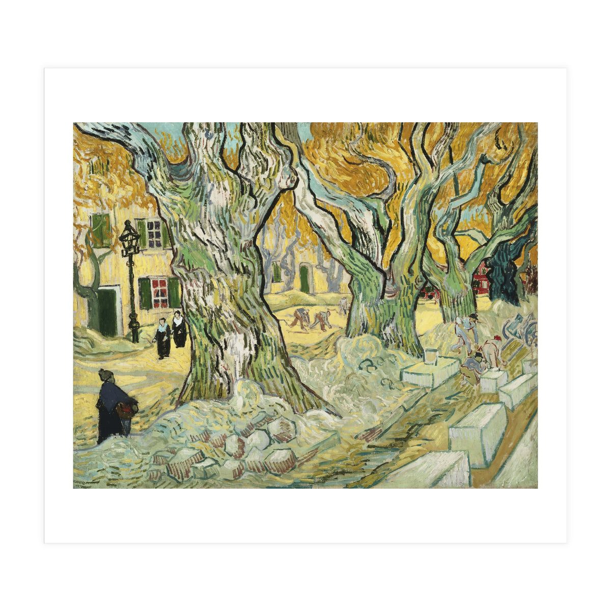 VINCENT VAN GOGH: The Road Menders. Date/Period: 1889. Painting. Oil on canvas. (Print Only)