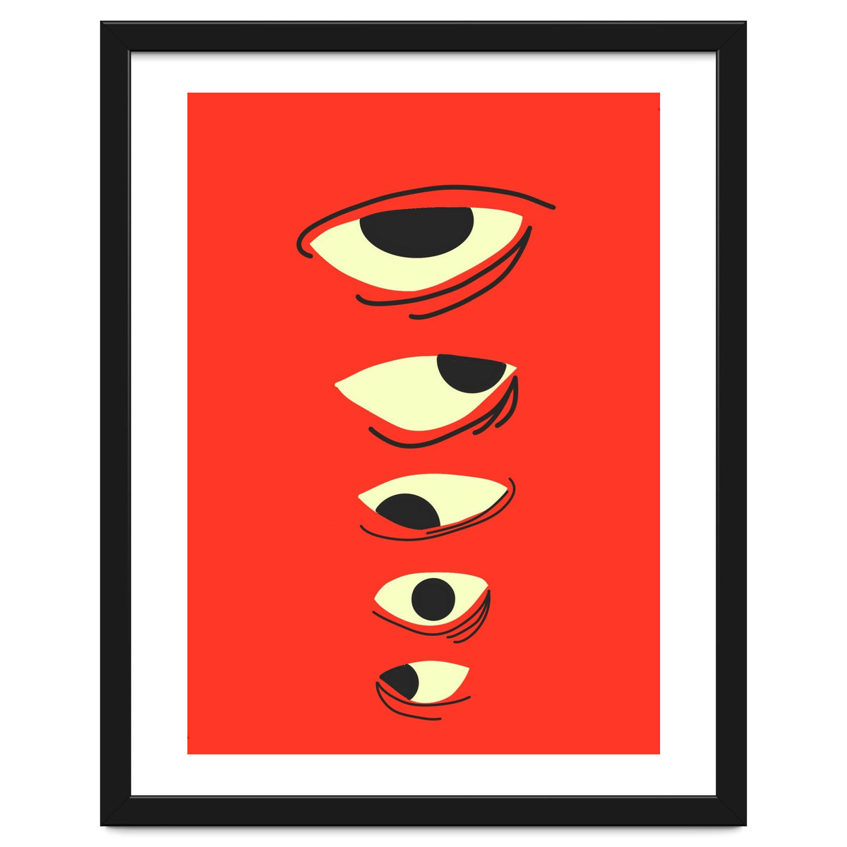 Abstract Eyes on Red Background
