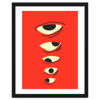 Abstract Eyes on Red Background