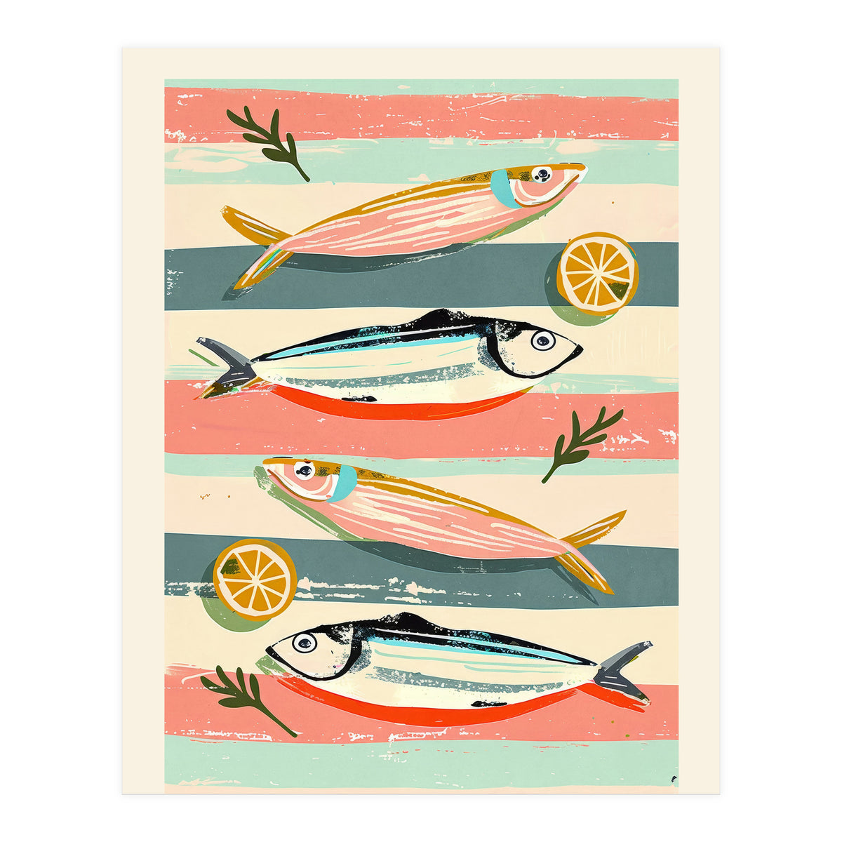 Sardines On Stripes (Print Only)