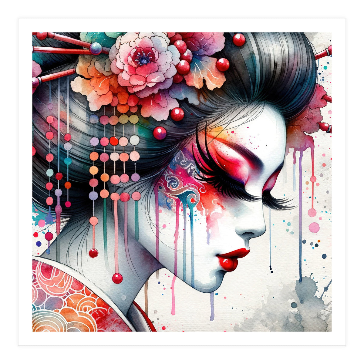 Ornate Bloom Modern Geisha (Print Only)