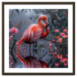 Elegant Flamingo Standing In Water Reflection thumbnail