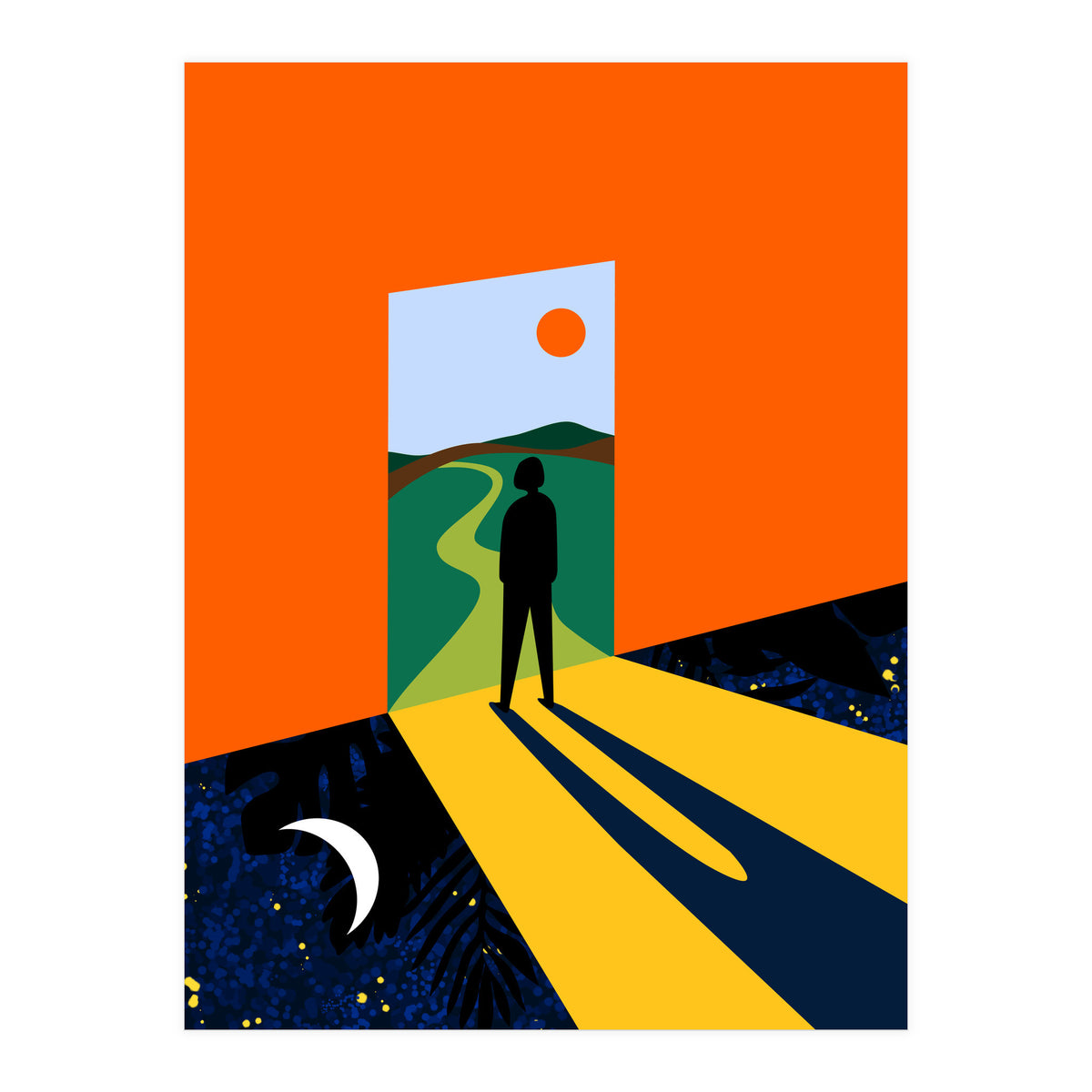 The Path Ahead, Abstract Concept Positivity Growth Mindset People, Eclectic Inspire Bohemian Contemporary Modern Pop Art (Print Only)