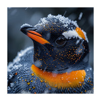 Close Up Penguin In Snow With Water Droplets (Print Only)