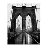 Brooklyn Bridge Black and White, Moody NYC Architecture, Rainy Urban Photography (Print Only) thumbnail