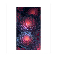 Ethereal Neon Blooms: Intricate 3D Floral Fractal Art (Print Only)