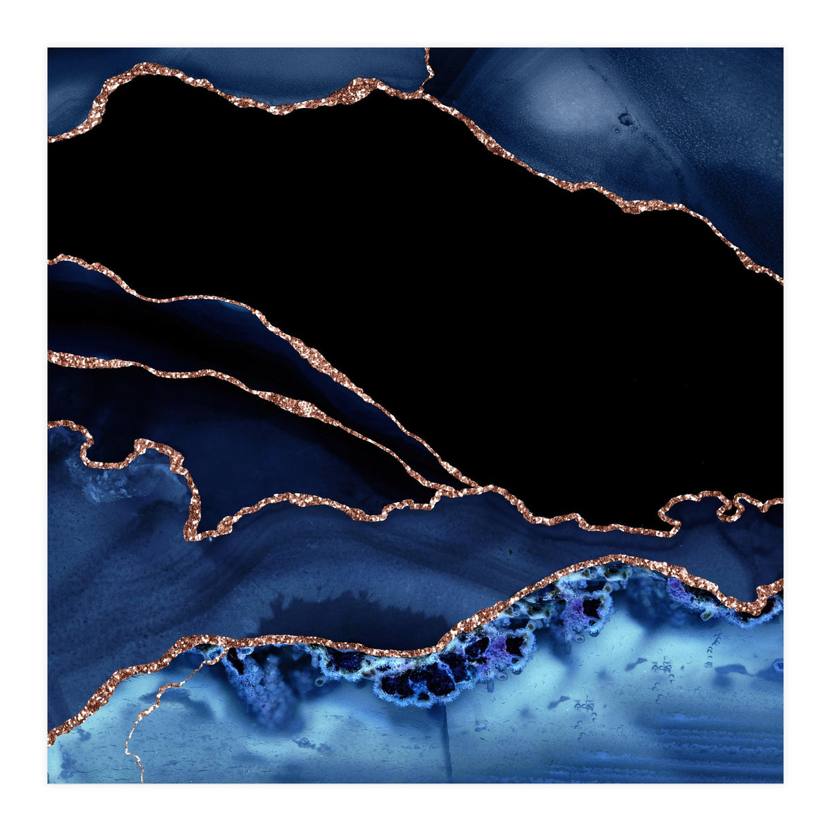 Navy & Rose Gold Agate Texture 14 (Print Only)