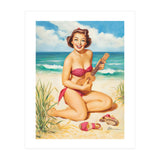 Pinup Girl Playing Ukulele On The Beach (Print Only) thumbnail