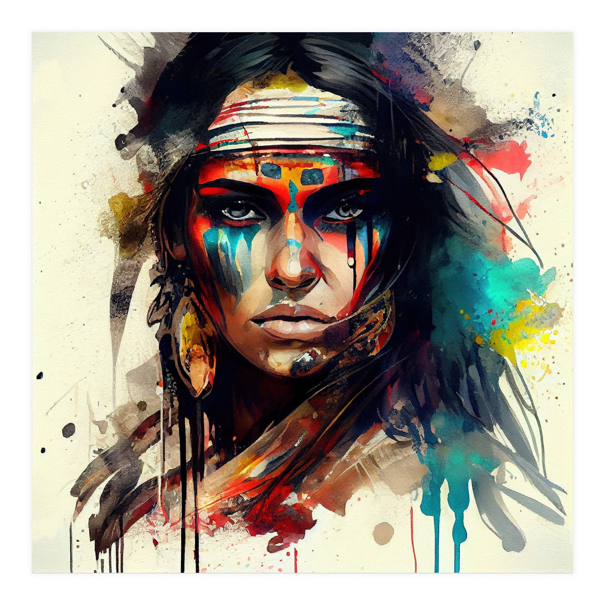 Powerful American Native Woman #2 (Print Only)