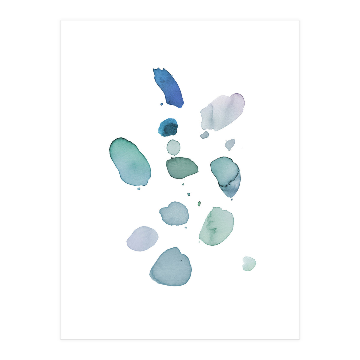 Watercolor Aqua Abstract Spots I (Print Only)