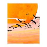 Time Flies, Birds Wildlife Fly Freedom Nature, Sun Sunset Sunrise Positivity Hope Painting, Growth Migrate Gift Animals Blush Sky Bohemian (Print Only) thumbnail
