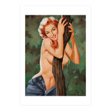 Topless Pinup Behind The Tree (Print Only) thumbnail