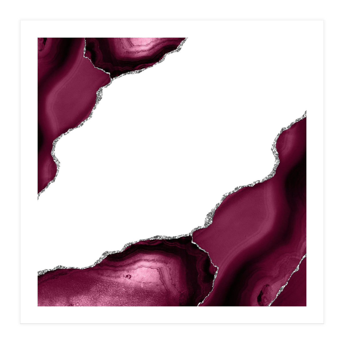 Burgundy & Silver Agate Texture 08  (Print Only)