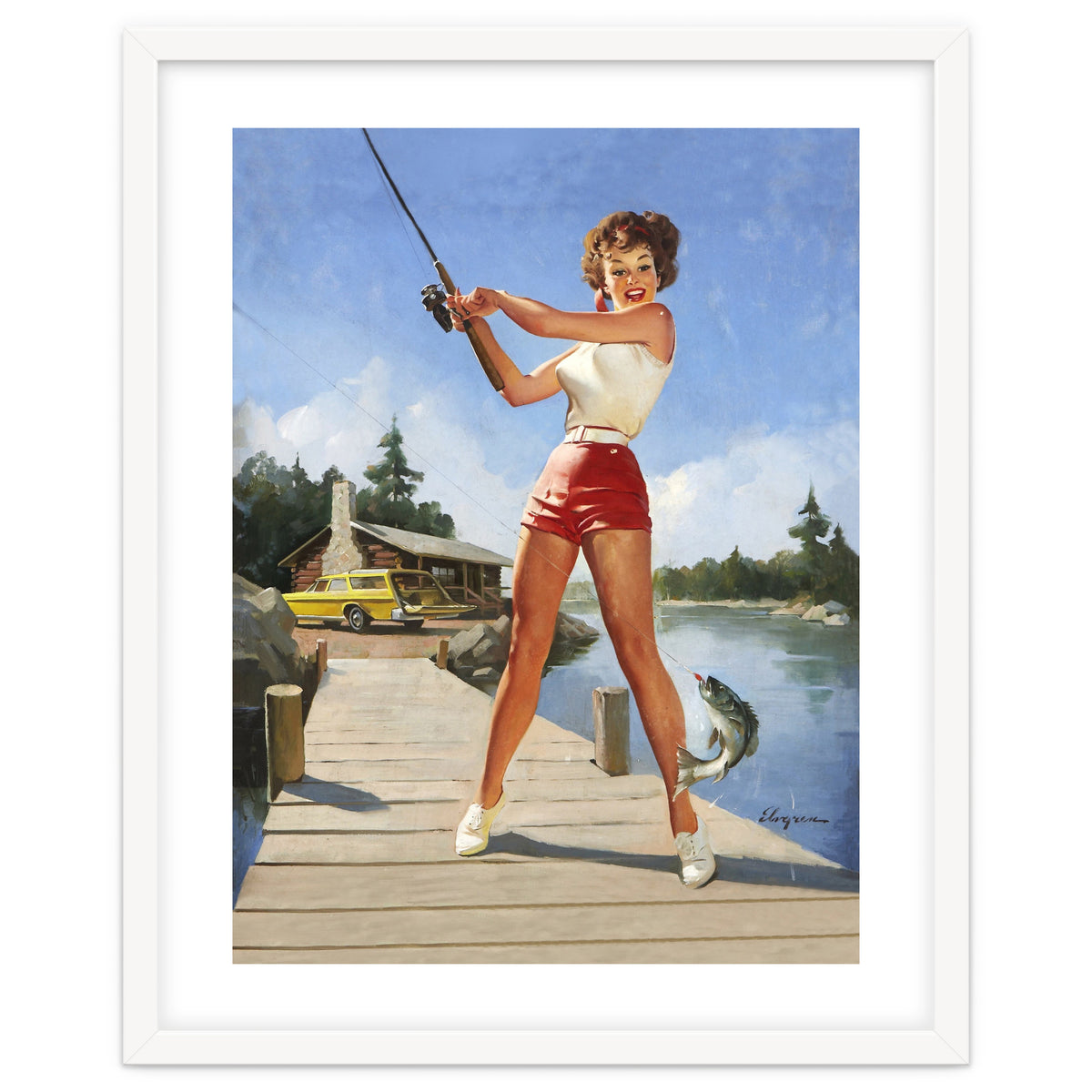 Pinup Fishing Girl With Her Catch