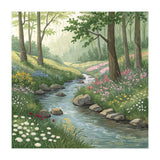 Vibrant Forest Stream Watercolor Painting (Print Only) thumbnail