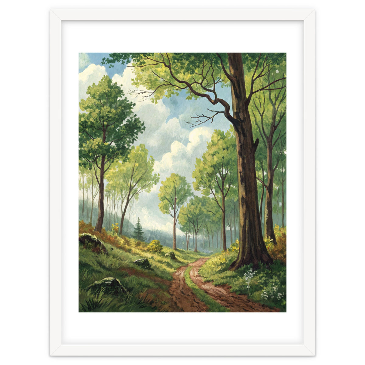 Vibrant Summer Forest Landscape Painting