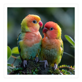 Lovebirds Pair Perched On Mossy Branch Outdoors (Print Only) thumbnail