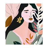 Reinvent, Beautiful Woman Girl Pastel Line Art, Minimal Botanical Nature Portrait, Modern Bohemian Drawing Nomadic Summer Self Love (Print Only) thumbnail