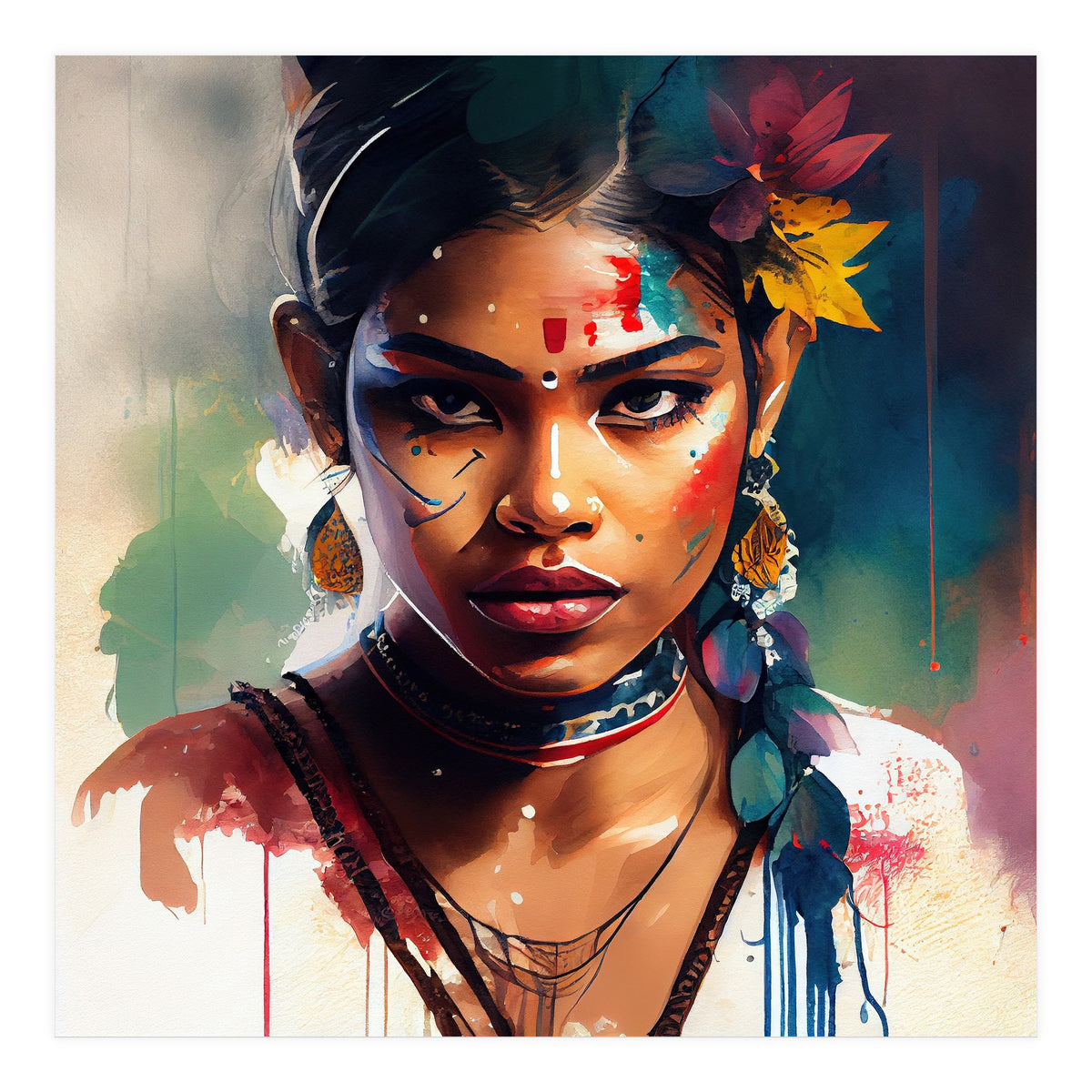 Festival Bloom Hindu Portrait (Print Only)
