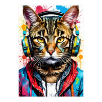 Cat In Headphones music (Print Only)