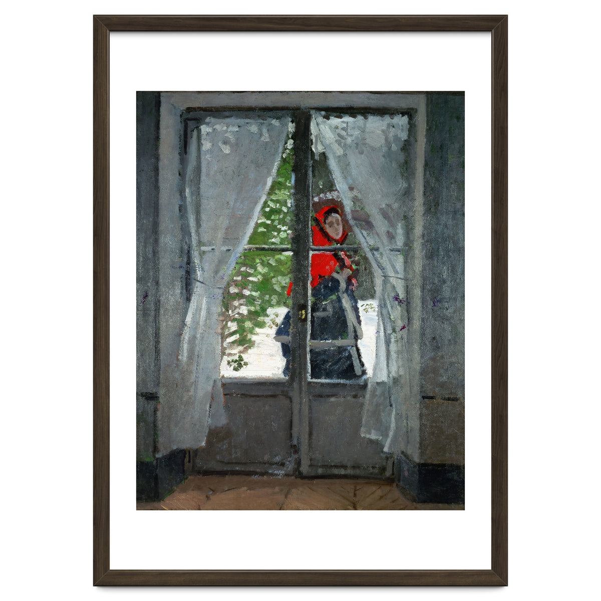 Mme. Monet with a red hat called &quot; The Red Kerchief&quot, ca. 1870.