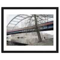 Fishing man under the bridge