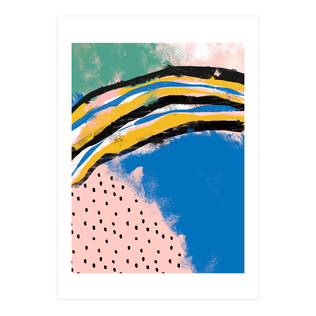 Abstract Pink Blue Dreamy Painting (Print Only)