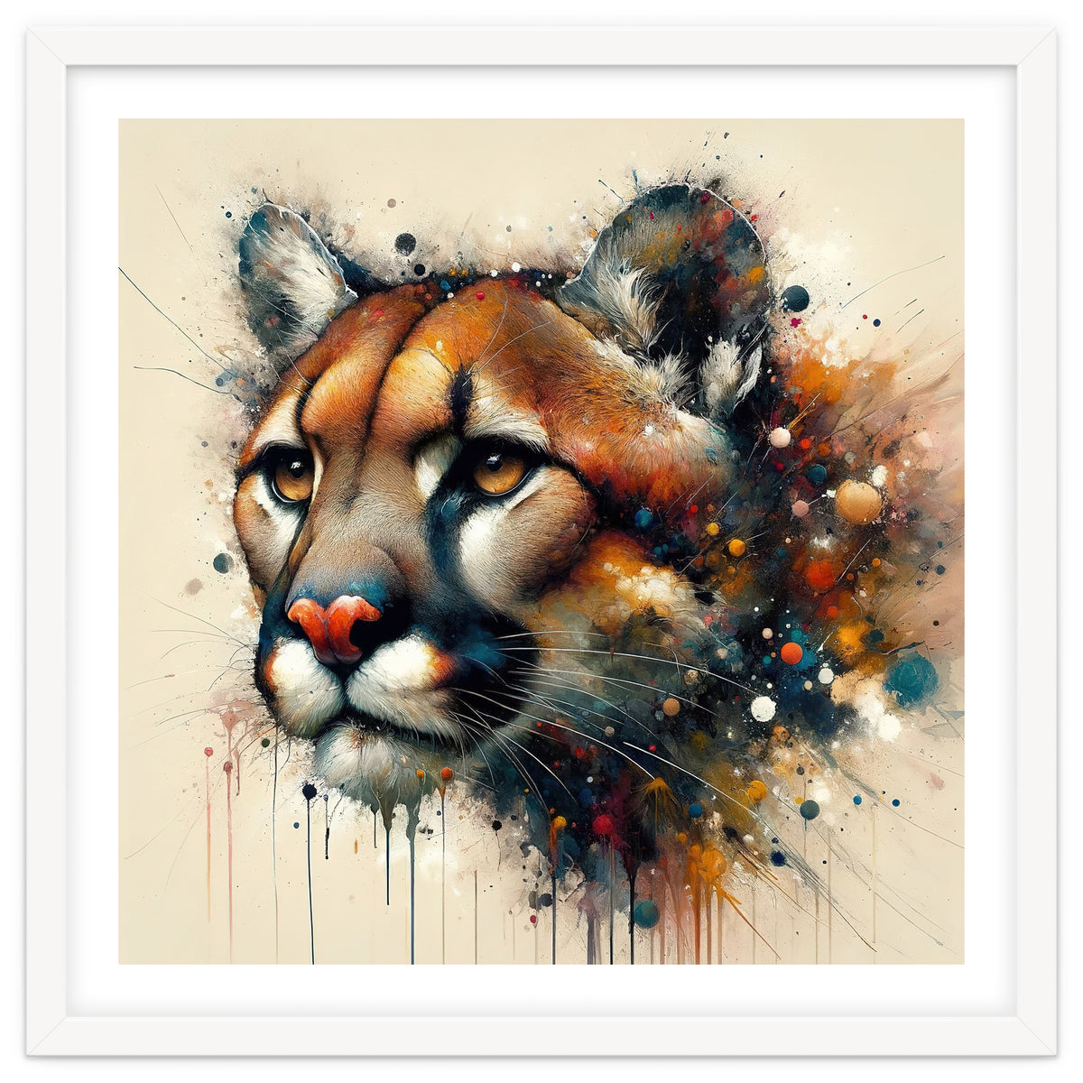 Watercolor Cougar Portrait