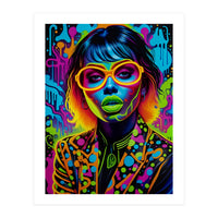 Girl In Glasses Neon Graffiti Art (Print Only)