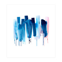 Abstract Watercolor Stripes Minimal Blue (Print Only)