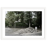 Piled-up rocks under construction on the street thumbnail