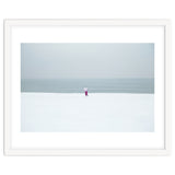 A walking woman in the winter snow beach thumbnail