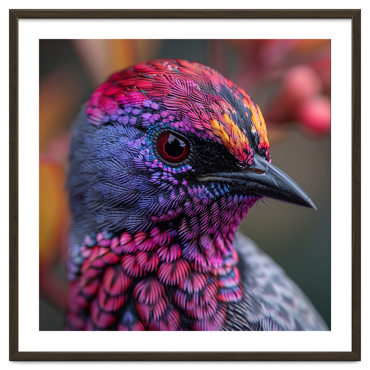 Vibrant Exotic Bird Detailed Feather Close Up