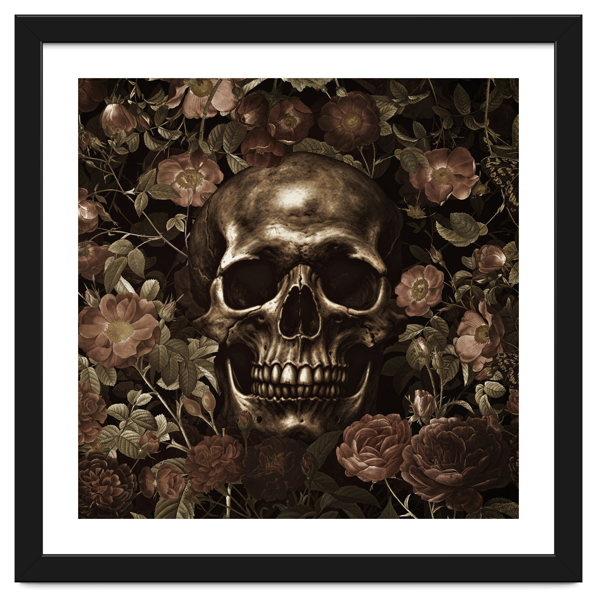Baroque  Skull And Roses Night Garden