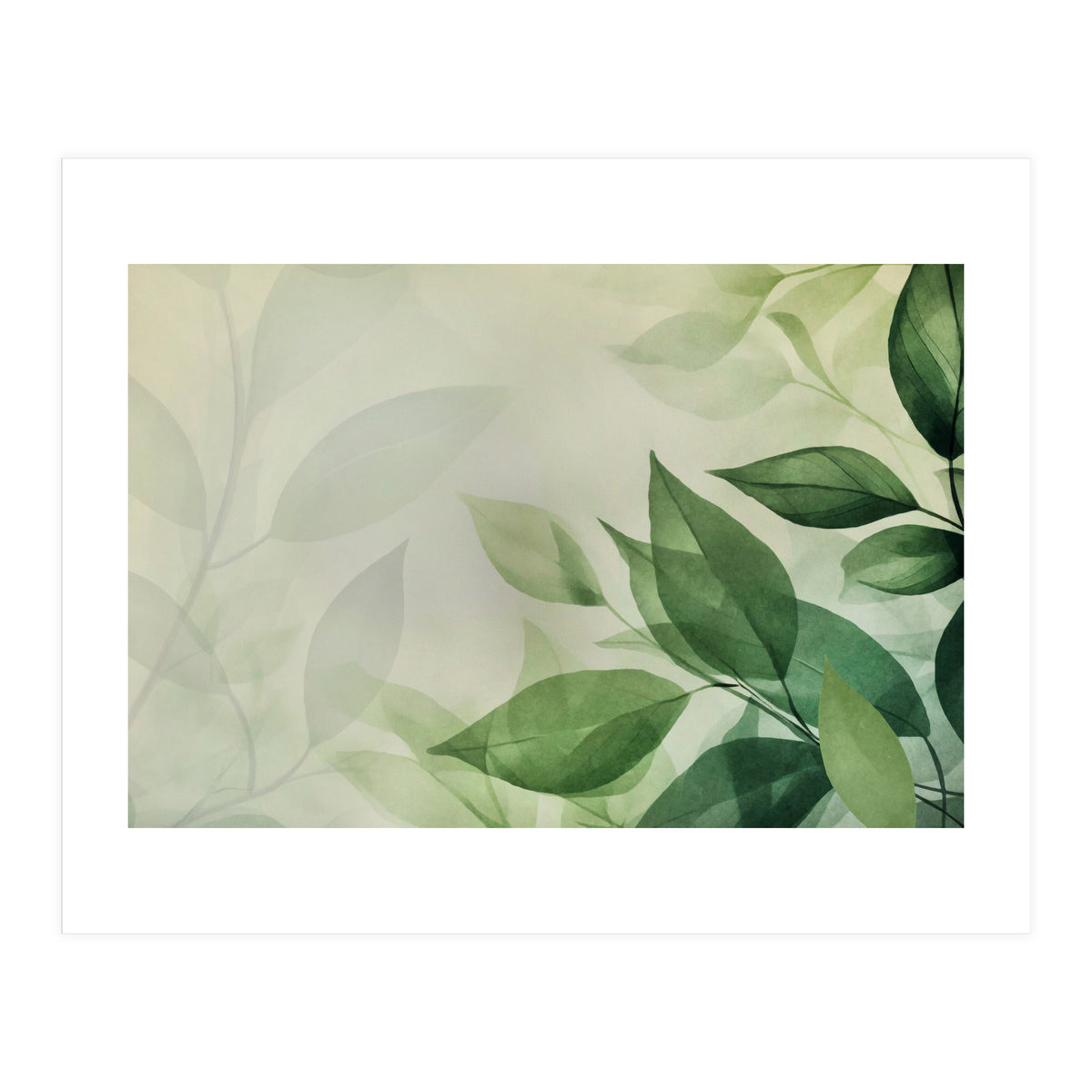 Botanical Serenity Green Leaves (Print Only)