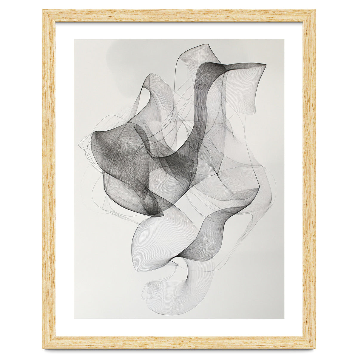 Abstract Black And White Swirling Lines Art