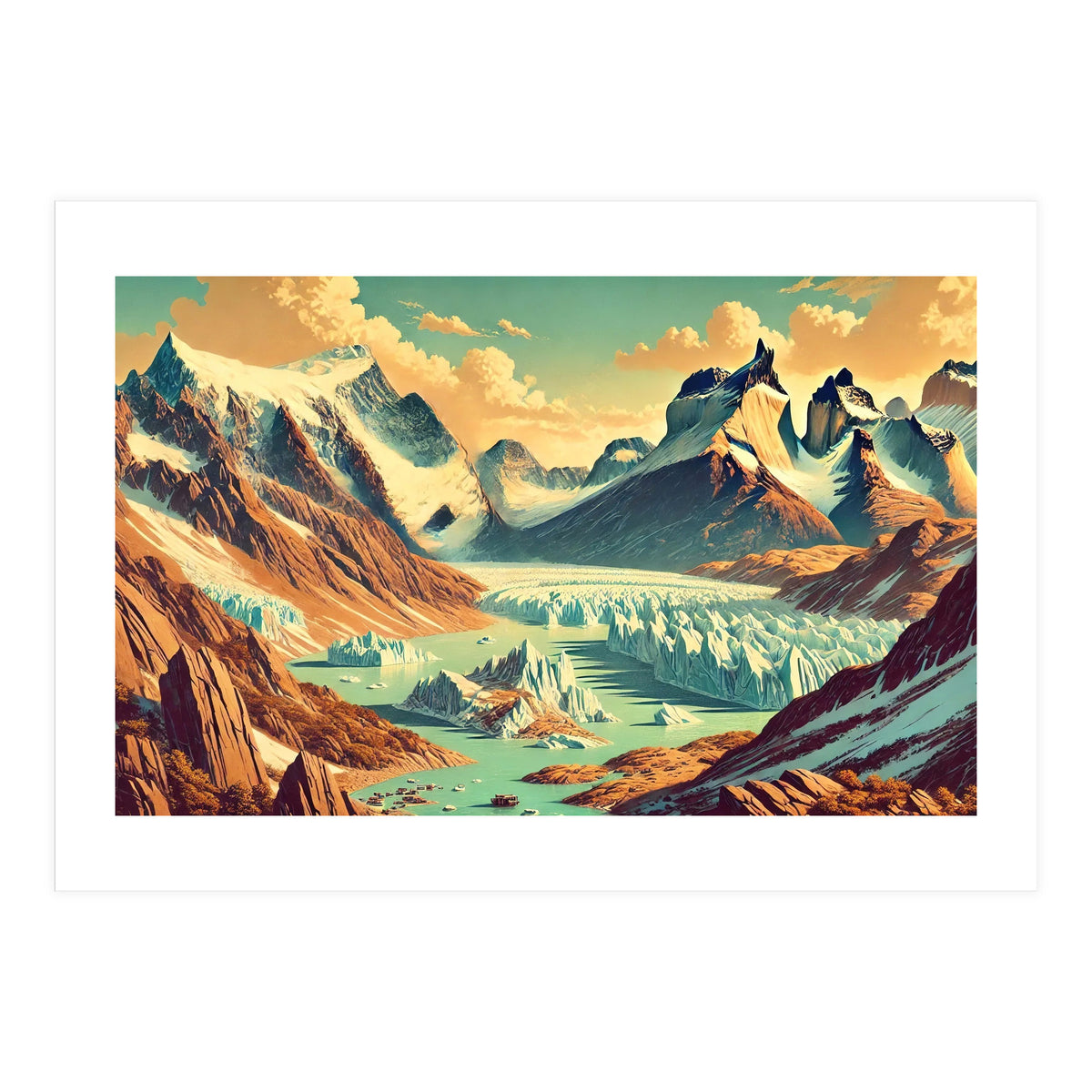 Vintage Argentina, Patagonia Glaciers Poster (Print Only)