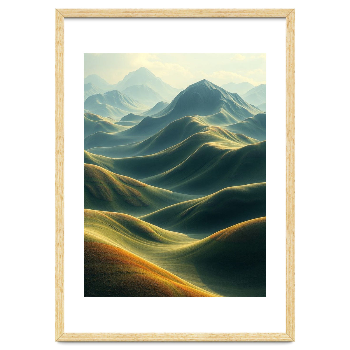 Ethereal Green Mountain Ridges Art