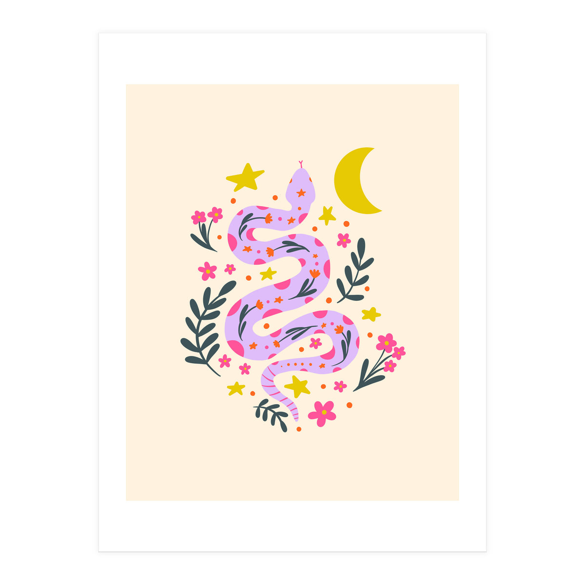 Lunar Snake  - lavander and cream (Print Only)