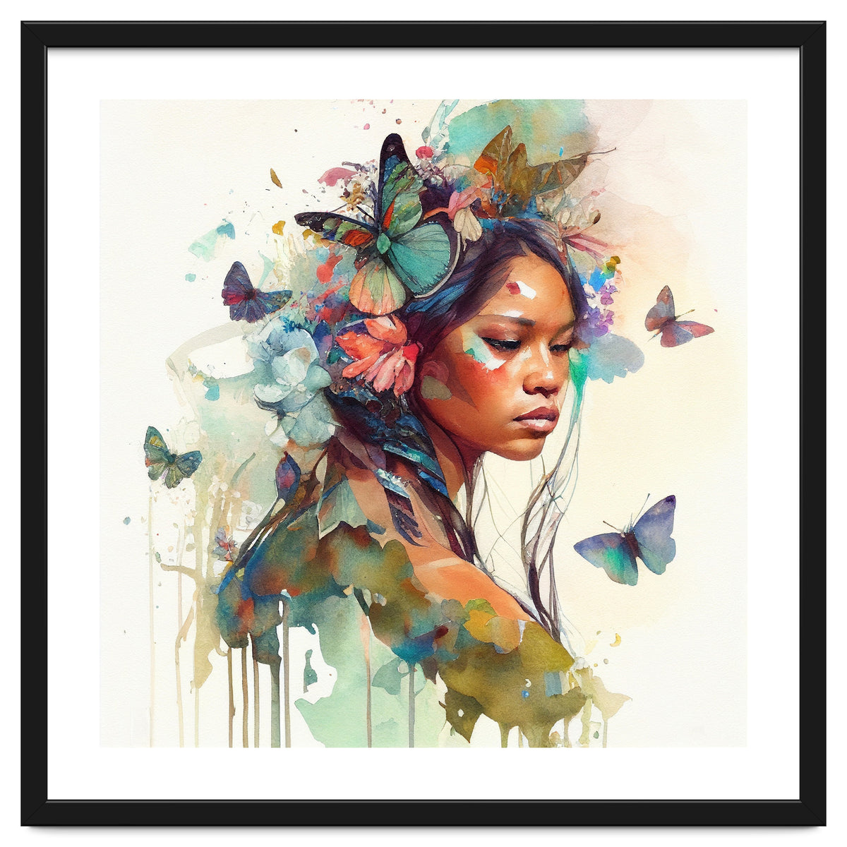 Floral Native Warrior Woman Butterfly Dance