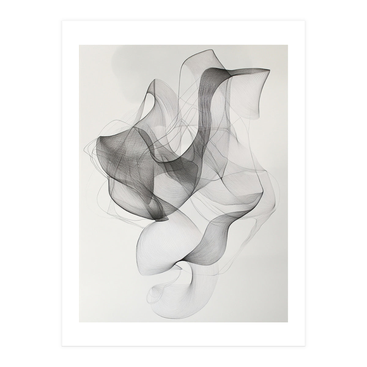 Abstract Black And White Swirling Lines Art (Print Only)
